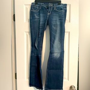 Express dark/distressed/boot cut jeans